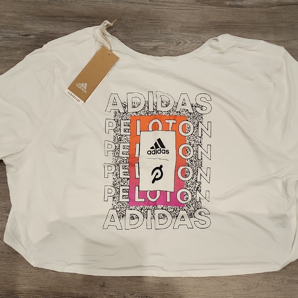Adidas Peloton White Crop Tee 2XL NWT